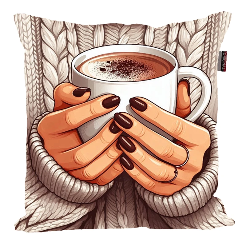 کوسن پاد آفرین مدل پاییز طرح دخترانه قهوه کد PK30106