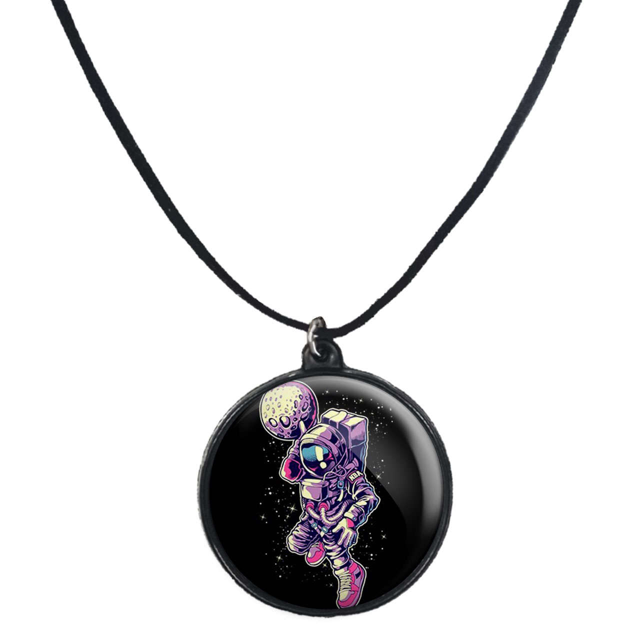 گردنبند پرمانه طرح فضانورد کد pmb.10411 مدل دو طرفه