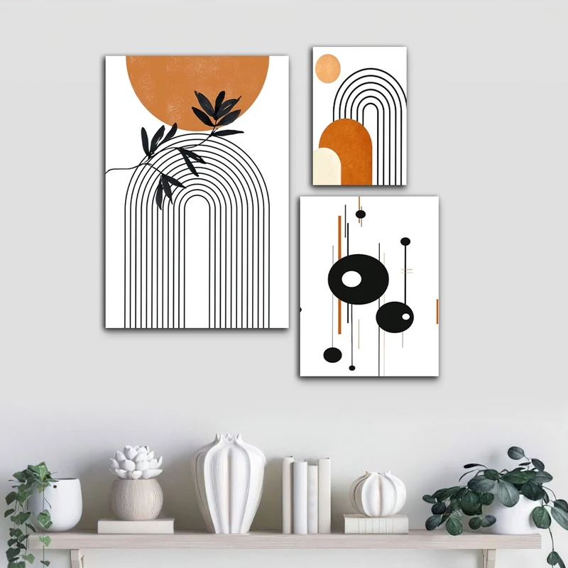 تابلو شاسی بکلیت طرح نقاشی مینیمال مدل B-289 مجموعه 3 عددی