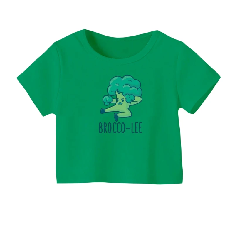 کراپ‌ تی‌شرت آستین کوتاه زنانه مدل کلم بروکلی