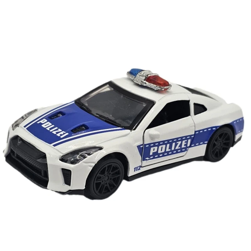 ماکت ماشین بازی ناب سل مدل پلیس نیسان GTR فلزی عقبکش کد Metal Pull-Back Police Nissan GTR