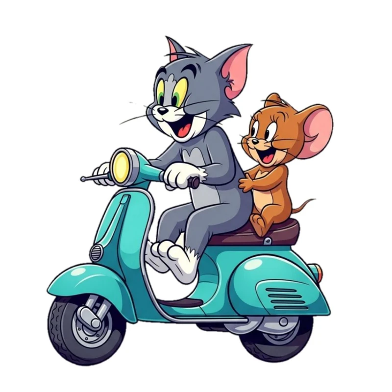 استیکر پارچه و لباس پاد آفرین مدل کارتونی تام و جری موش و گربه بامزه جذاب کد 1662