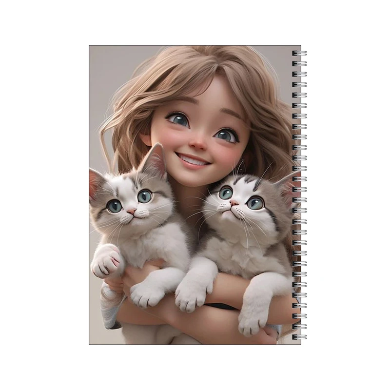 دفتر مشق 50 برگ بامبیلیپ طرح دختر خندان و گربه هایش کد 9578958