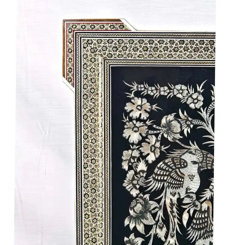 تابلو قلمزنی طرح گل و مرغ کد T5545