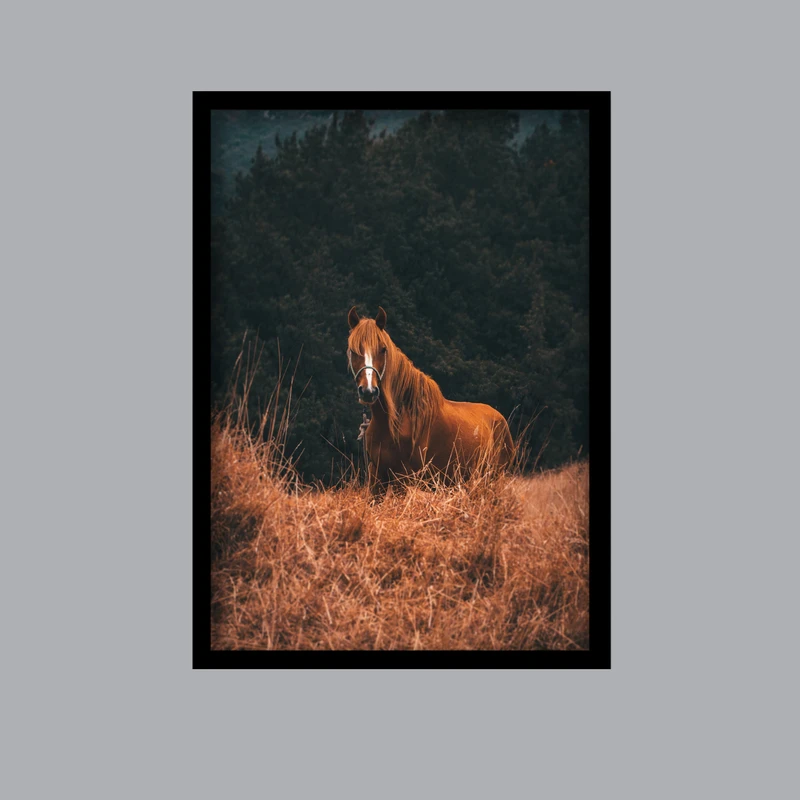 تابلو لیلیان طرح اسب قهوه ای کد LA-G10215-2 فریم مشکی