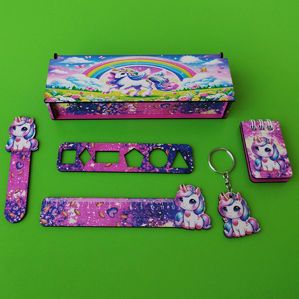 بسته لوازم تحریر مدل چوبی طرح تک شاخ کد 07 مجموعه 6 عددی