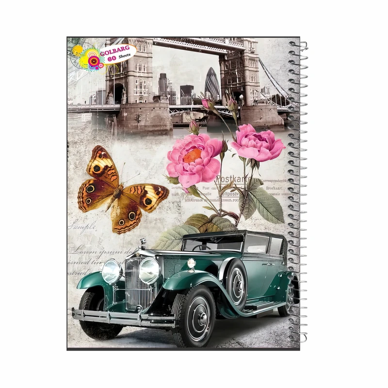 دفتر مشق 60 برگ گلبرگ طرح کلاسیک کد 602007