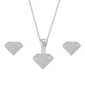 نیم ست نقره زنانه مدل الماس کد M1171s