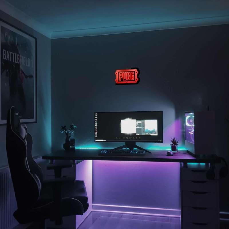 چراغ دیواری نئون دیزاین طرح Pubg-Logo-BL_RD