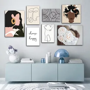 تابلو شاسی بکلیت طرح نقاشی مینیمال و لاین آرت مدل SH-868 مجموعه 7 عددی