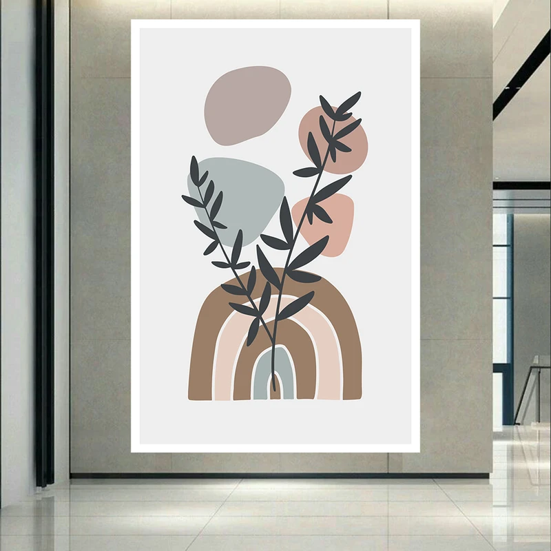 تابلو بوم طرح مخمل مدل مینیمال گیاه وسنگ کد PD750