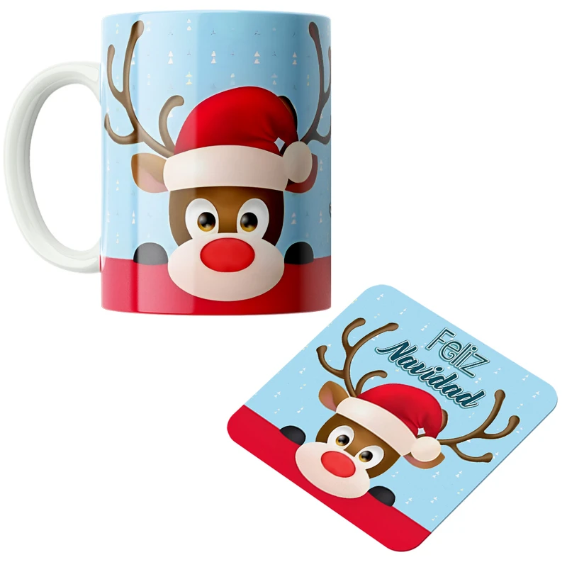 ماگ پاد آفرین مدل کریسمس کد DKC1315 به همراه زیر لیوانی