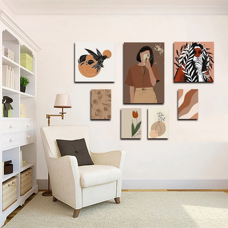 تابلو شاسی بکلیت طرح نقاشی مینیمال مدل SH-2288 مجموعه 7 عددی