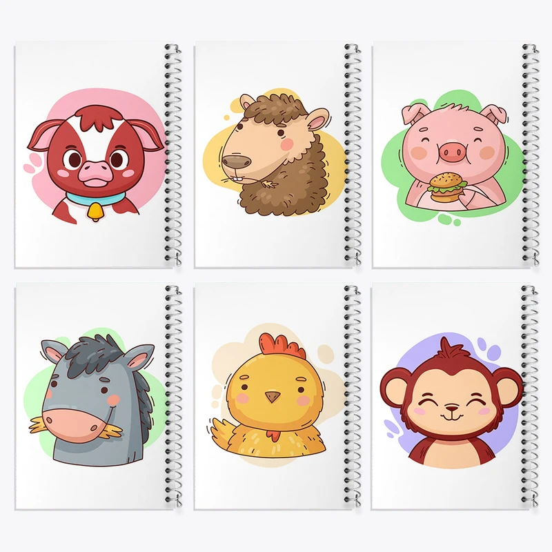 دفتر مشق 50 برگ خندالو طرح حیوانات بامزه کد 455 مجموعه 6 عددی