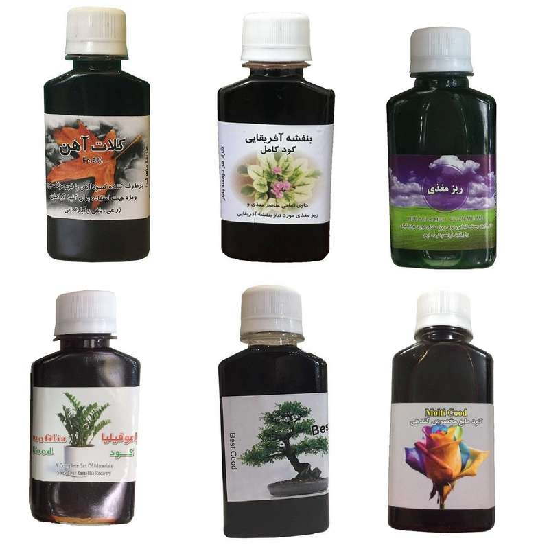کود مایع کلات آهن و بنفشه آفریقایی و ریز مغذی و زاموفیلیا و بن سای و گلدهی مدل life drop حجم 120 میلی لیتر
