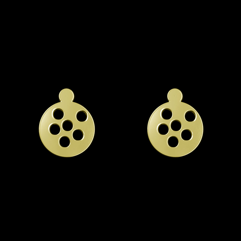 گوشواره طلا 18 عیار زنانه مدوپد مدل دایره خال خال کد GA1-12293