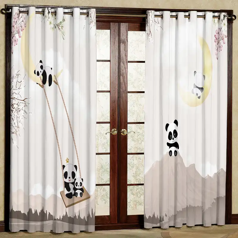 پرده مدل ماه و پاندا مخمل پانچی کد 2669 سایز 200x140 سانتی متر