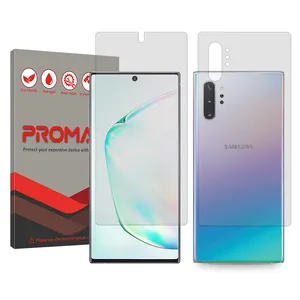 Promate Resistant model transparent screen protector suitable for Samsung Galaxy Note10 Plus mobile phone along with phone back protector