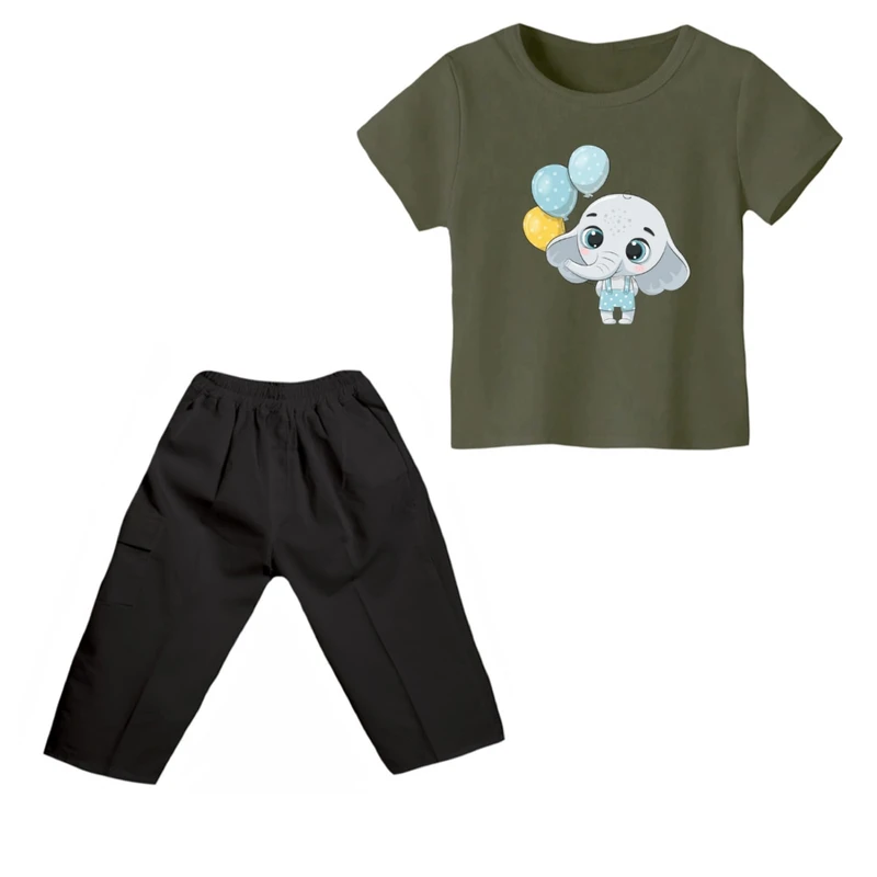 ست تی شرت و شلوارک دخترانه مدل فیل کد 17