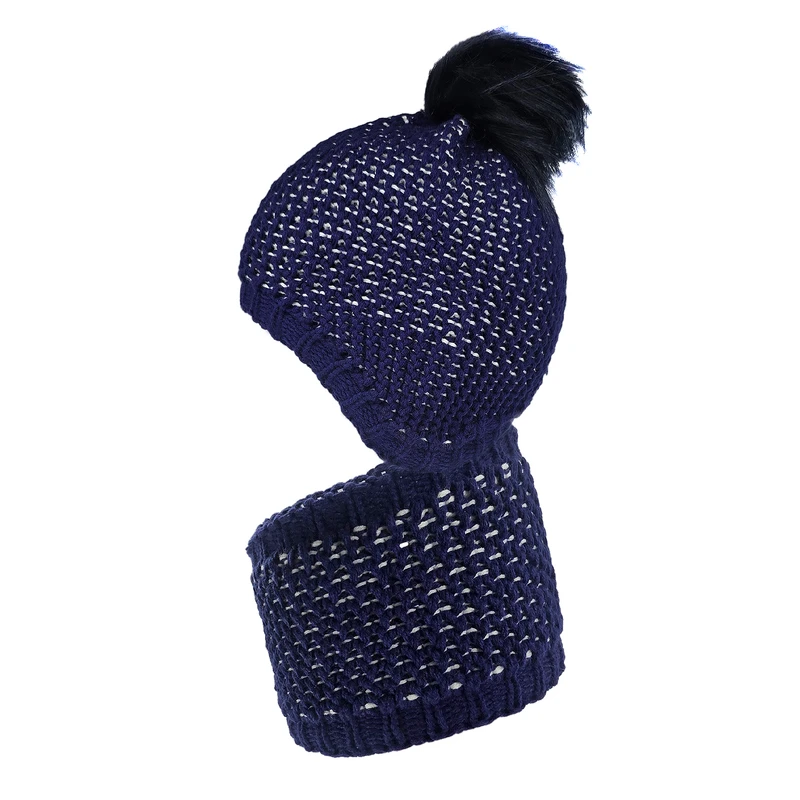 ست کلاه و شال گردن بافتنی بچگانه مدل درشت بافت دی آی