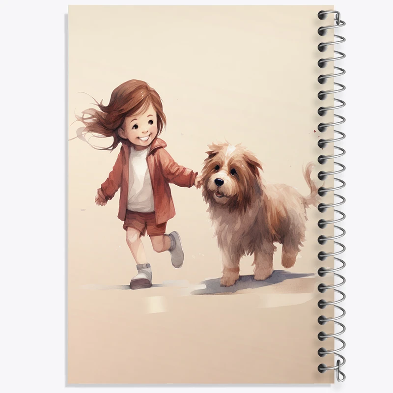 دفتر ژورنال نویسی 50 برگ خندالو مدل نقطه ای طرح دختر و سگ کد N2218