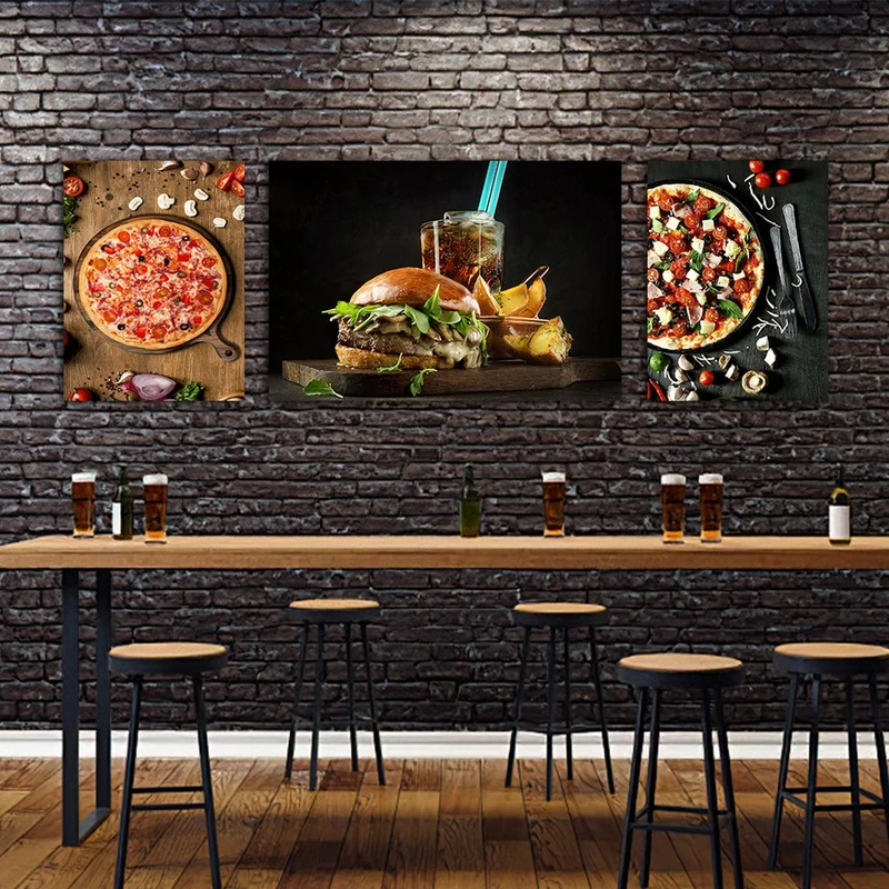 تابلو شاسی بکلیت طرح رستوران و فست فود مدل SH-831 مجموعه 3 عددی