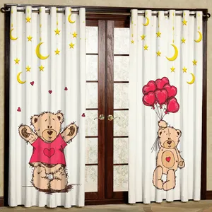 پرده مدل خرسی قلب  دار  هازان پانچی کد 4230a سایز 140x200 سانتی متر