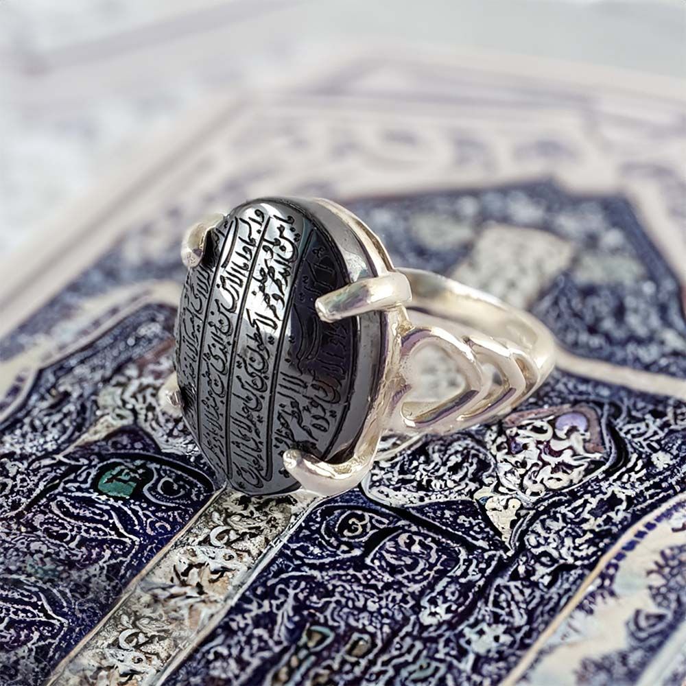 انگشتر نقره زنانه ملک زیور مدل آیت الکرسی حدید کد 30 -  - 3