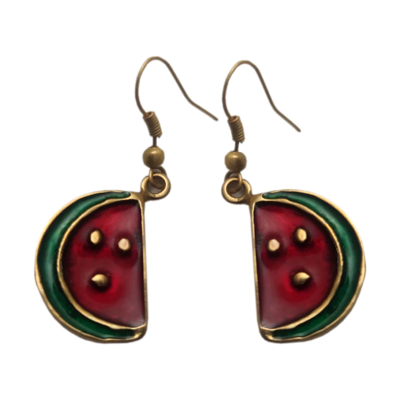 گوشواره آویز زنانه مدل هندوانه یلدایی