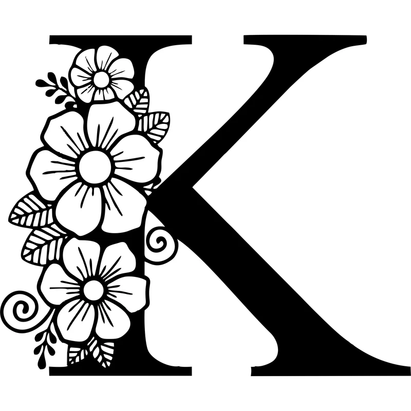 استیکر مدل چوبی طرح حروف انگلیسی گل دار کد HGOL-K