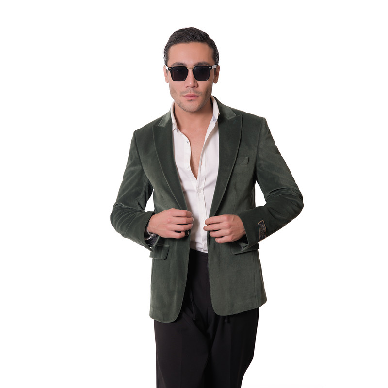 کت تک مردانه مدل مخمل کبریتی 4-4 رنگ سبز 5 کت تک مردانه مدل مخمل کبریتی 4-4 رنگ سبز