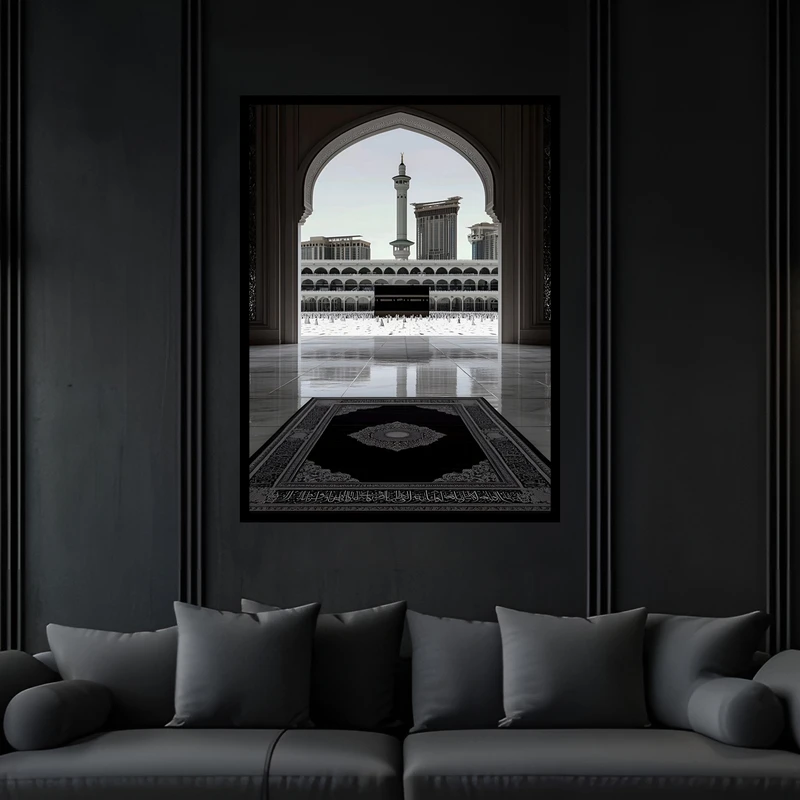 تابلو بکلیت طرح مذهبی مکه خانه کعبه مدل B-bu7414 فریم مشکی