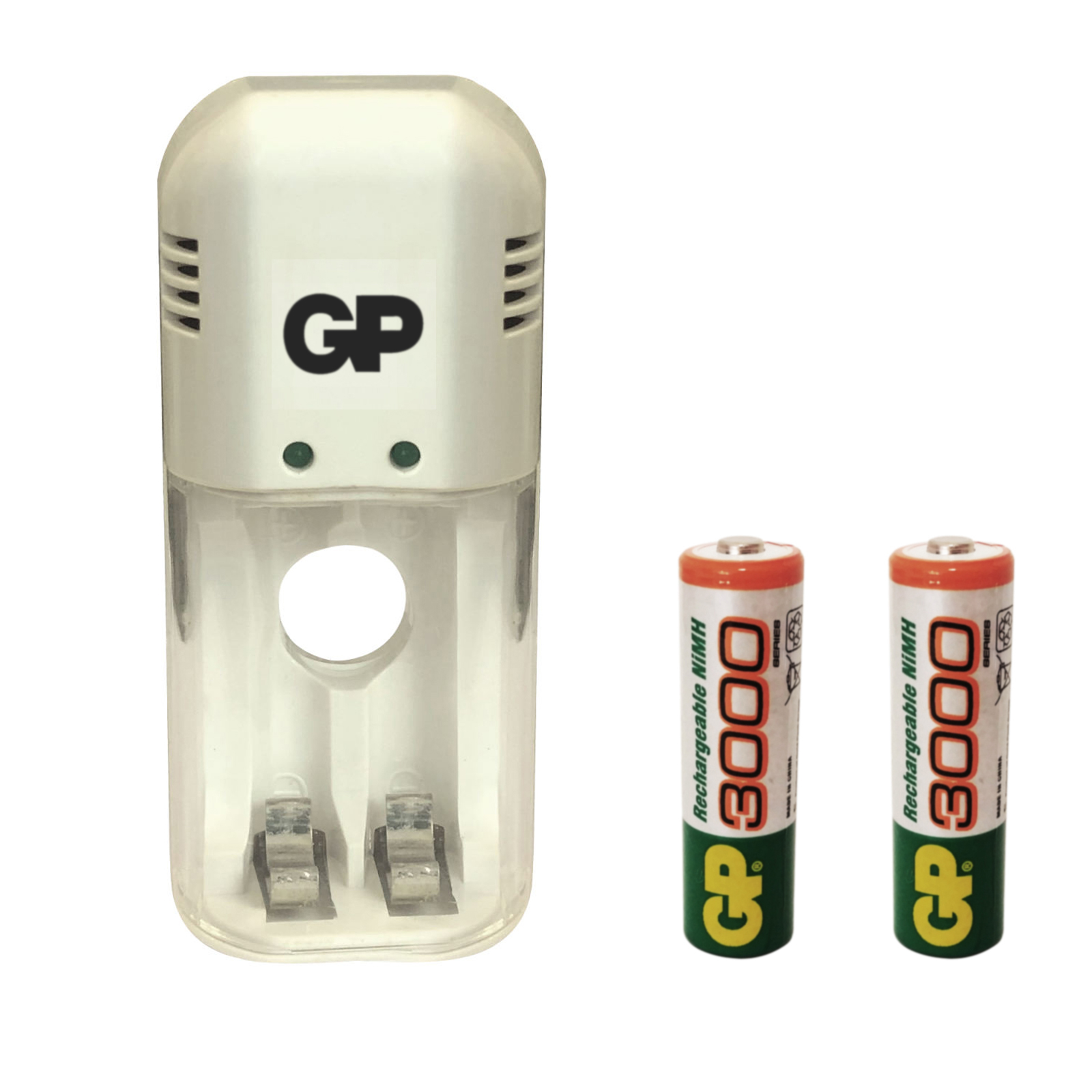 شارژر باتری جی پی مدل GP-320 به همراه 2 عدد باتری قلمی