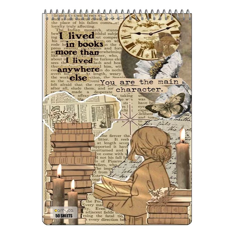دفتر نقاشی 50 برگ سیمی کارنیکا طرح وینتج اسکرپ بوک Vintage Scrapbook کد 78096