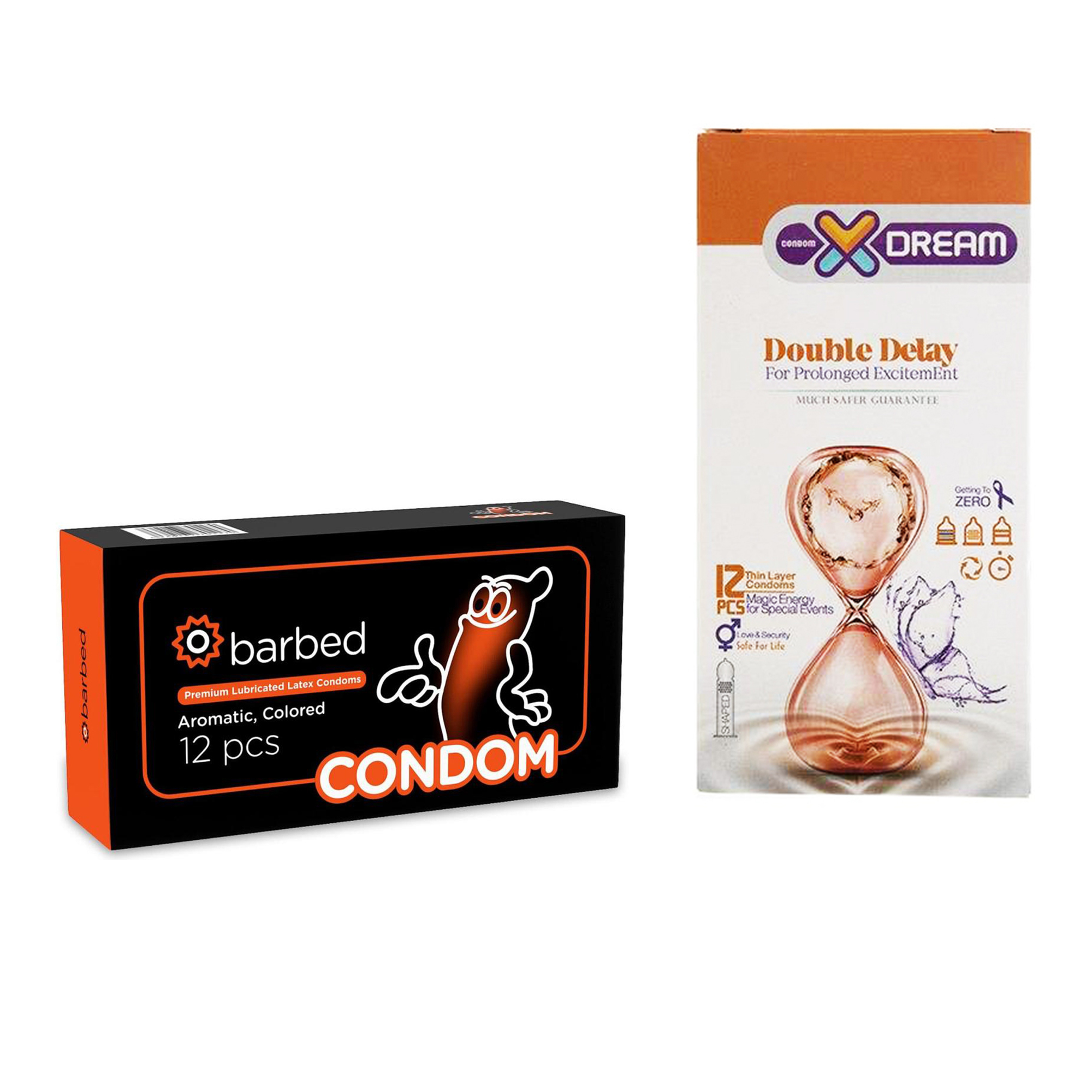 کاندوم ایکس دریم مدل Double Delay بسته 12 عددی به همراه کاندوم کاندوم مدل Barbed بسته 12 عددی