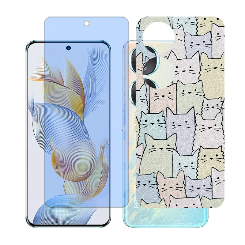 محافظ صفحه نمایش مات آنتی بلو گلس مدل Together مناسب برای گوشی موبایل آنر 70 به همراه برچسب پوششی پشت گوشی 