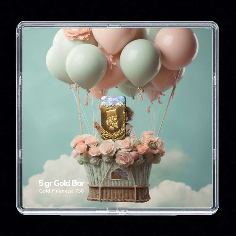 شمش طلا 18 عیار مدوپد مدل کودک و بالن کد SG-10291