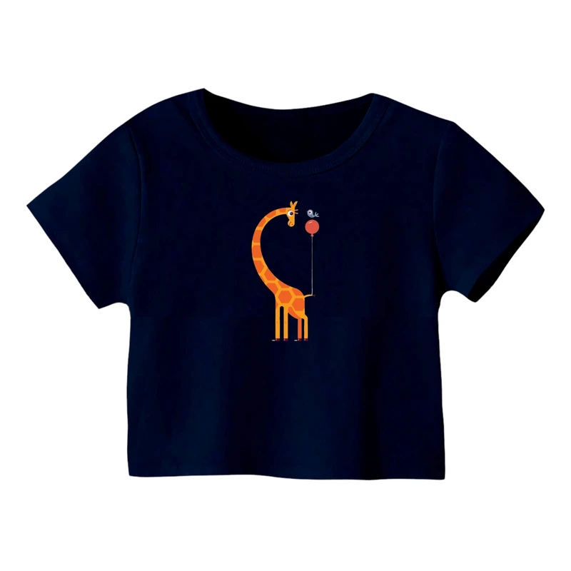 کراپ‌ تی‌شرت آستین کوتاه زنانه مدل زرافه کد 5