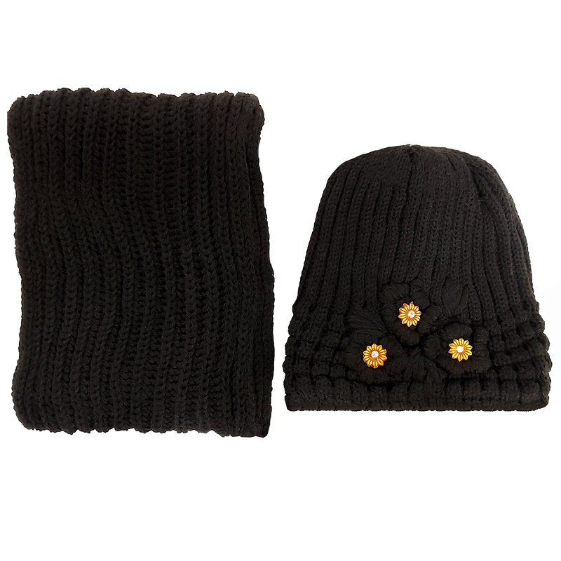 ست کلاه و شال گردن بافتنی دخترانه مدل kl1023