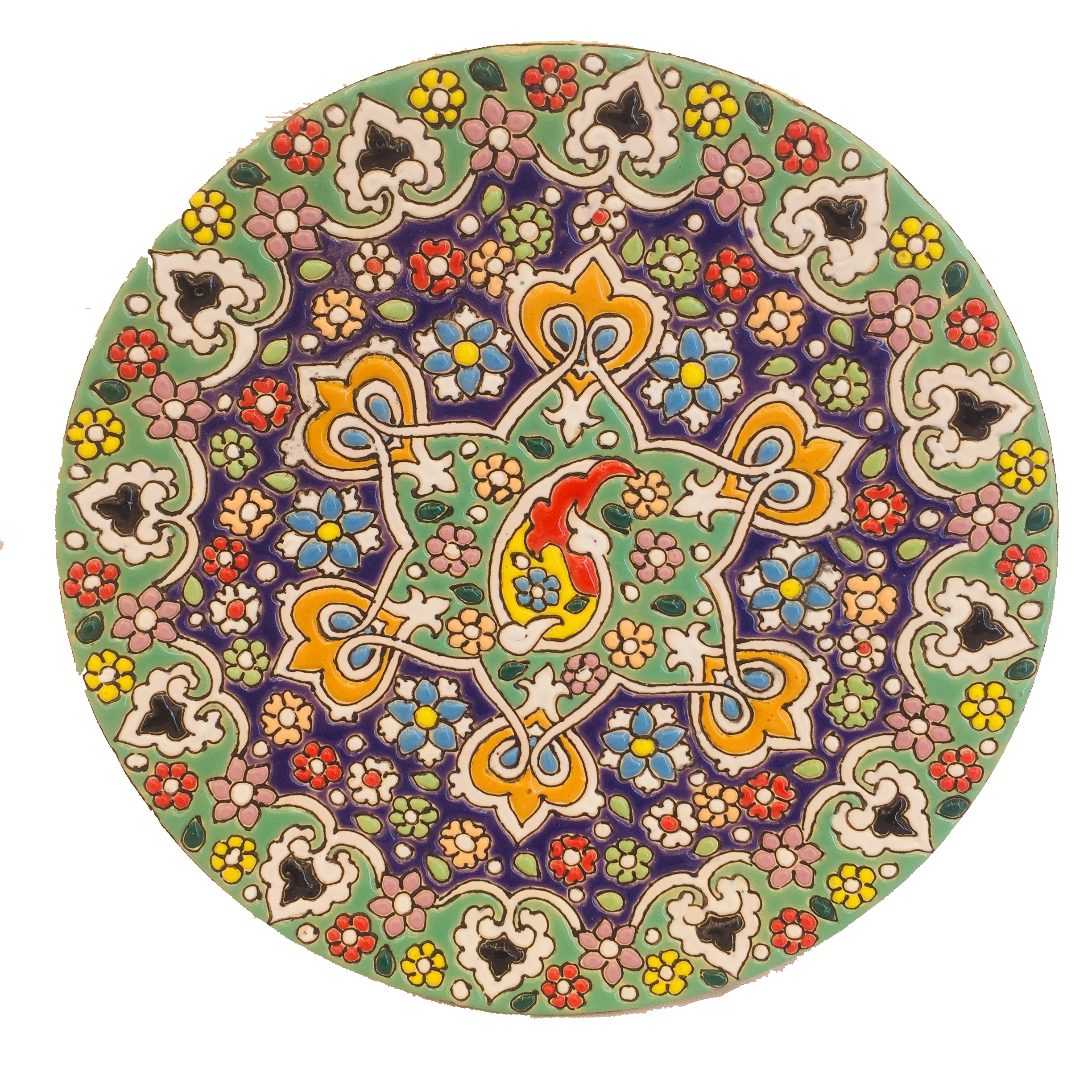 بشقاب میناکاری سفالی زمانیان کد ZMN15002
