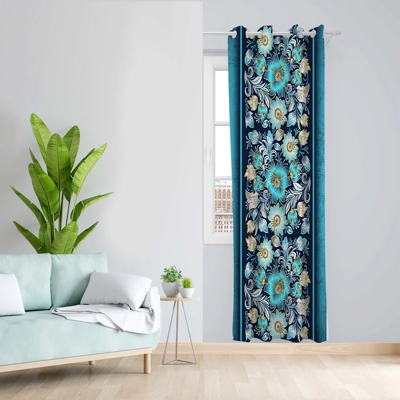 پرده طرح گلدار مدل مخمل پانچی کد 4929 z سایز 140x200 سانتی متر