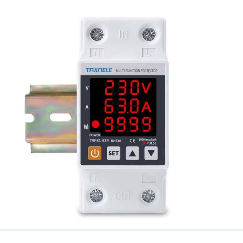محافظ هوشمند ولتاژ جریان و کنتور انرژی مصرفی 63 آمپر تکسنله مدل 63P