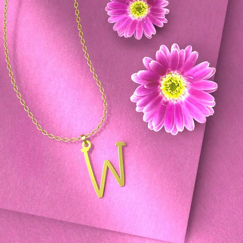 گردنبند طلا 18 عیار زنانه مدوپد مدل حرف W کد H3-1-1439