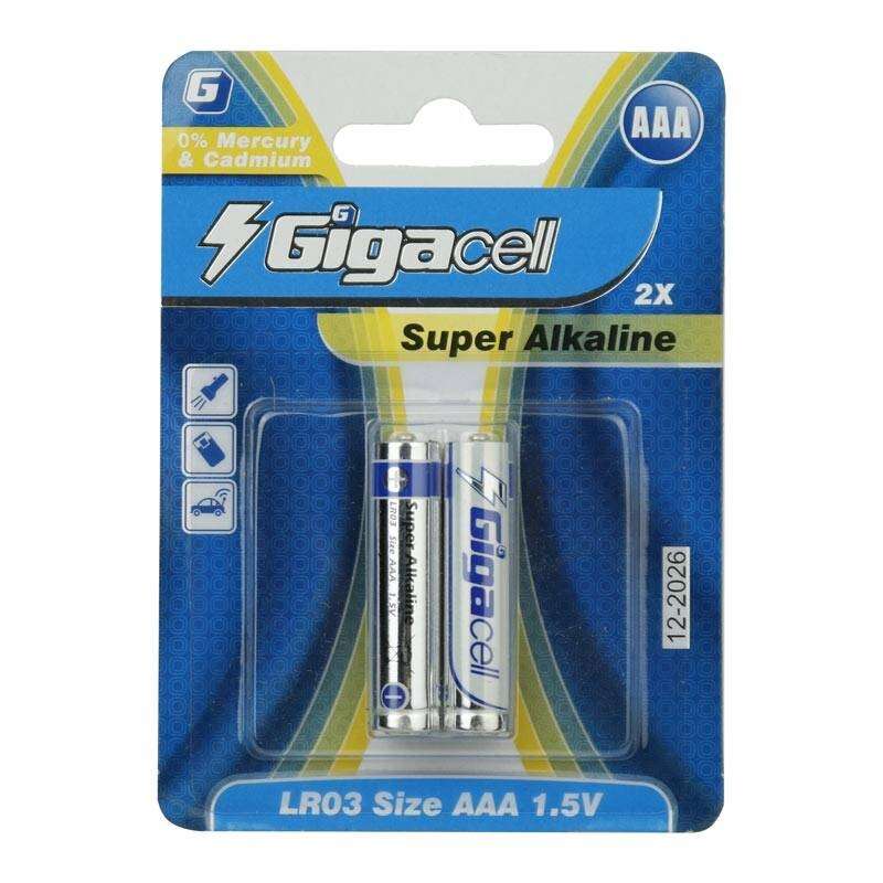 باتری نیم قلمی گیگاسل مدل Super Alkaline LR03 بسته دو عددی