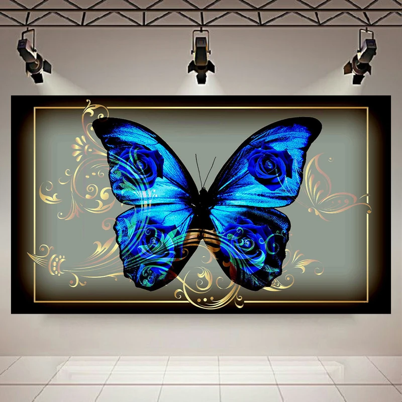 تابلو شاسی طرح پروانه آبی و گل کد AR6995