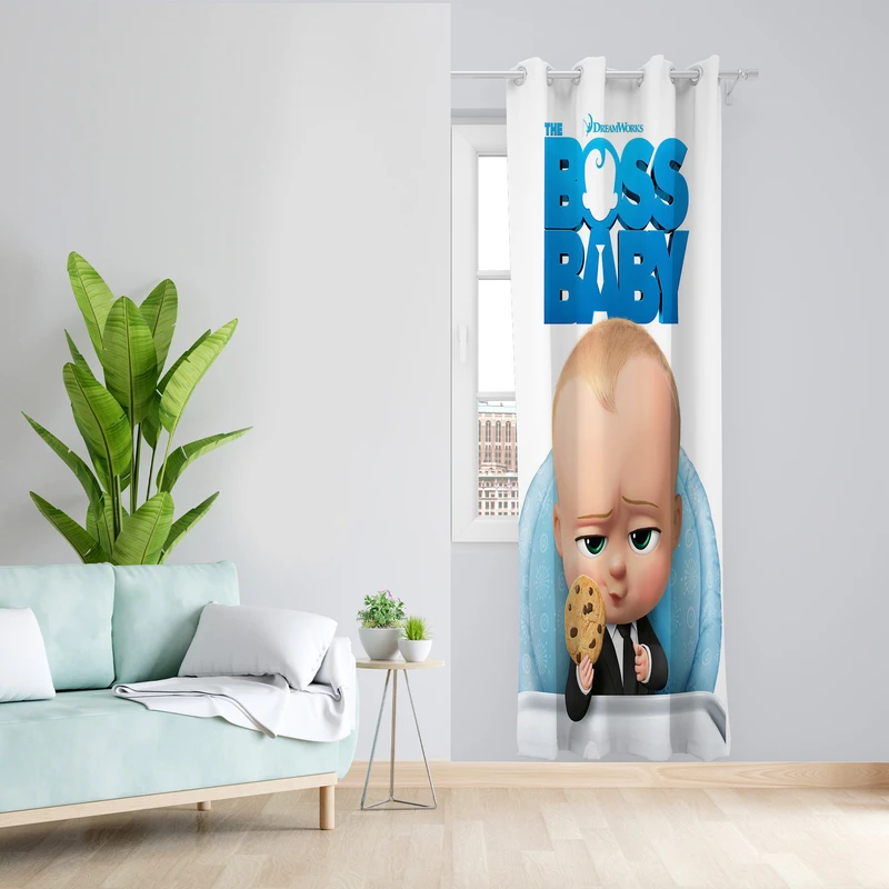 پرده طرح boss baby مدل مخمل پانچی کد L 917 Z سایز 140x200 سانتی متر
