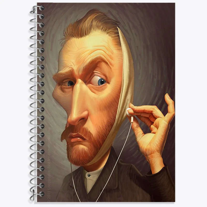 دفتر زبان 50 برگ خندالو مدل دو خط طرح ونسان ونگوگ کد F642