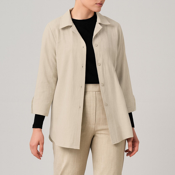 شومیز آستین بلند زنانه بنیس مدل 34150902 رنگ کرم