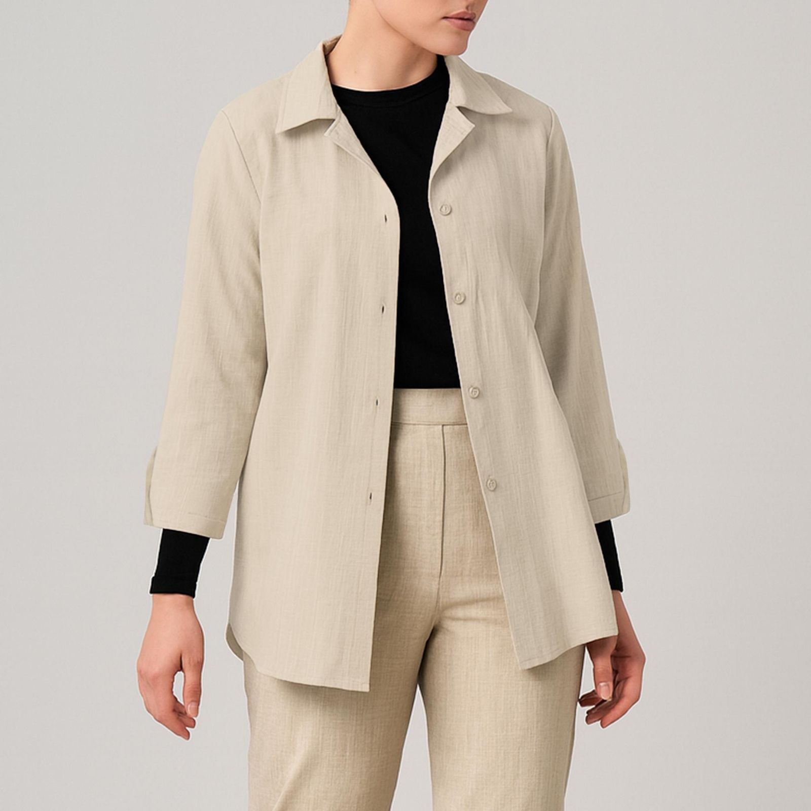 شومیز آستین بلند زنانه بنیس مدل 34150902 رنگ کرم -  - 1