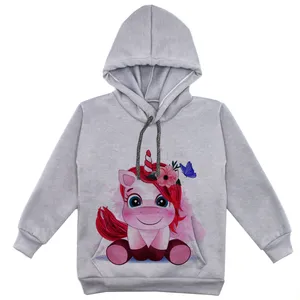 هودی دخترانه مدل تکشاخ F143 رنگ طوسی